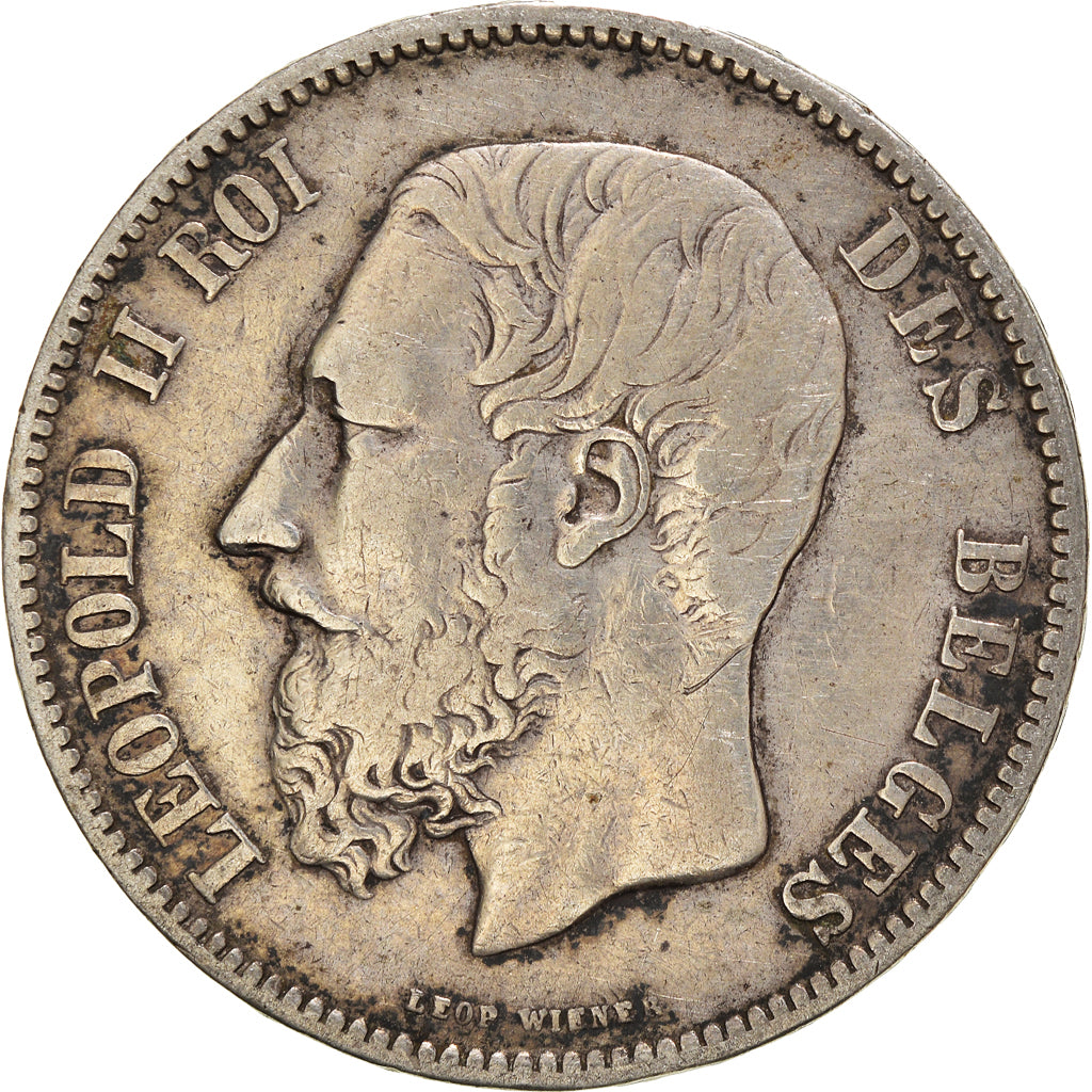 Coin, Belgium, Leopold II, 5 Francs, 5 Frank, 1872, VF(30-35), Silver, KM:24