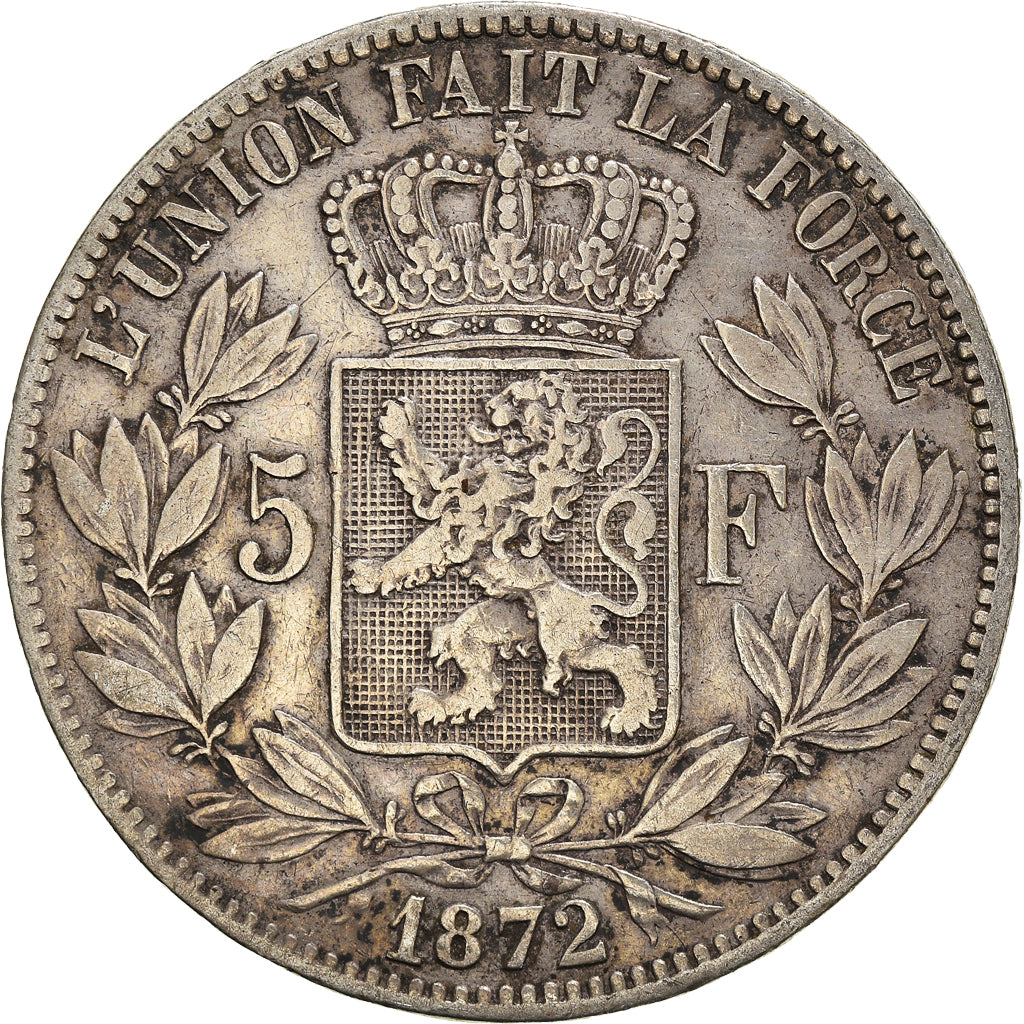 Coin, Belgium, Leopold II, 5 Francs, 5 Frank, 1872, VF(30-35), Silver, KM:24