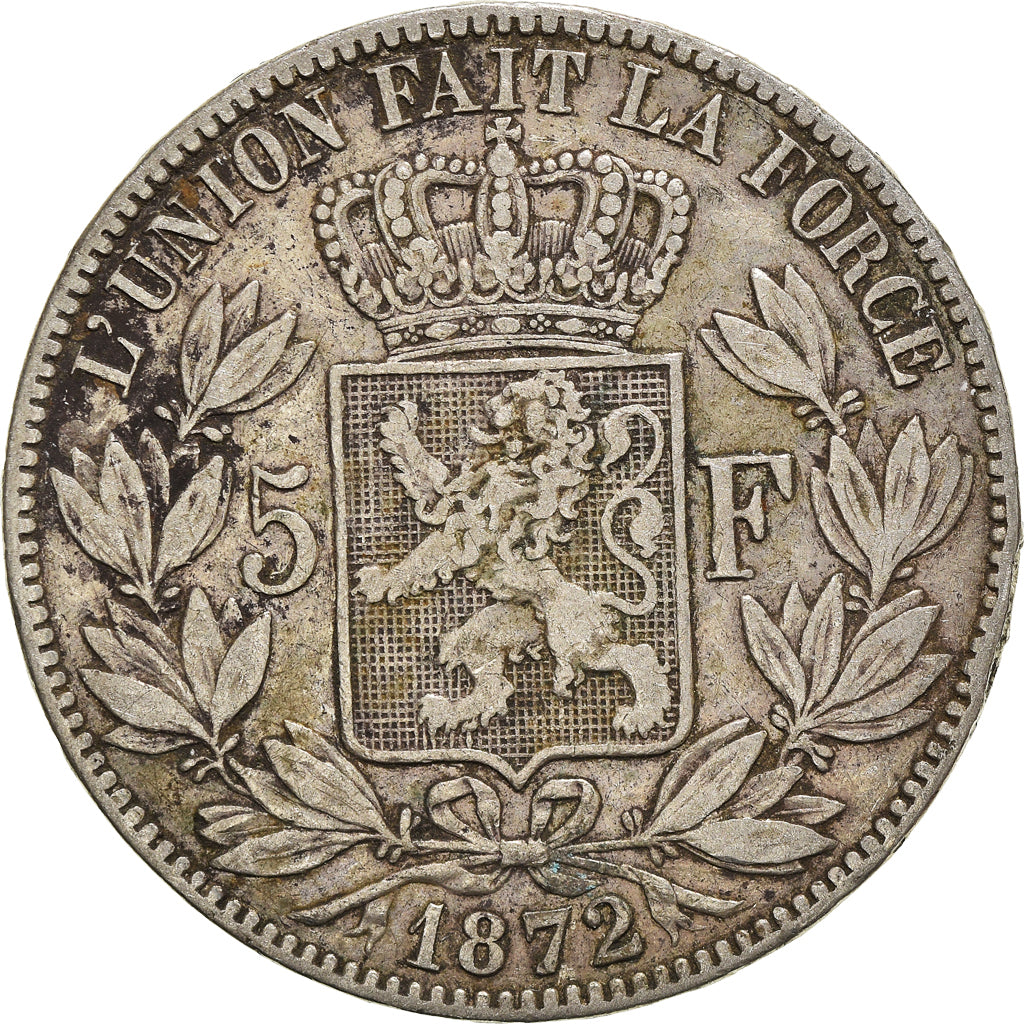 Moneta, Belgio, Leopold II, 5 Francs, 5 Frank, 1872, MB+, Argento, KM:24