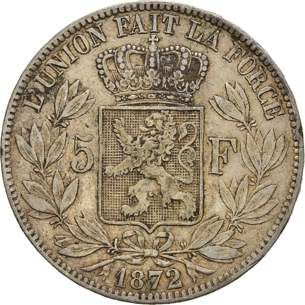 Coin, Belgium, Leopold II, 5 Francs, 5 Frank, 1872, EF(40-45), Silver, KM:24