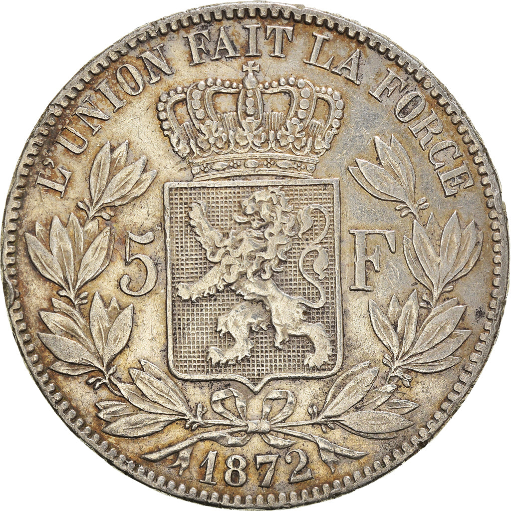 Coin, Belgium, Leopold II, 5 Francs, 5 Frank, 1872, EF(40-45), Silver, KM:24