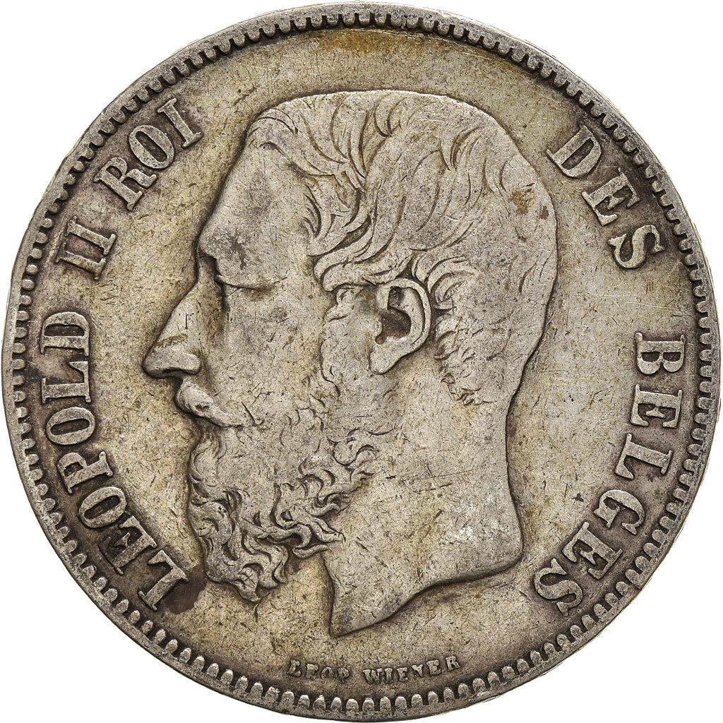 Moneta, Belgio, Leopold II, 5 Francs, 5 Frank, 1874, MB+, Argento, KM:24