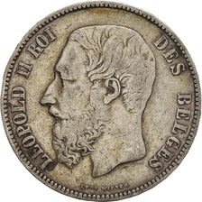 Moneta, Belgio, Leopold II, 5 Francs, 5 Frank, 1874, MB+, Argento, KM:24