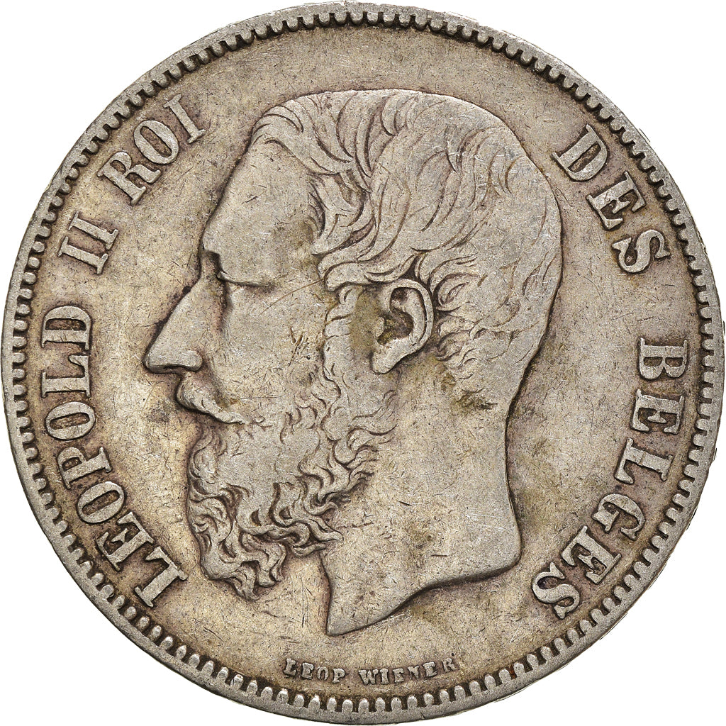 Munten, België, Leopold II, 5 Francs, 5 Frank, 1875, FR+, Zilver, KM:24