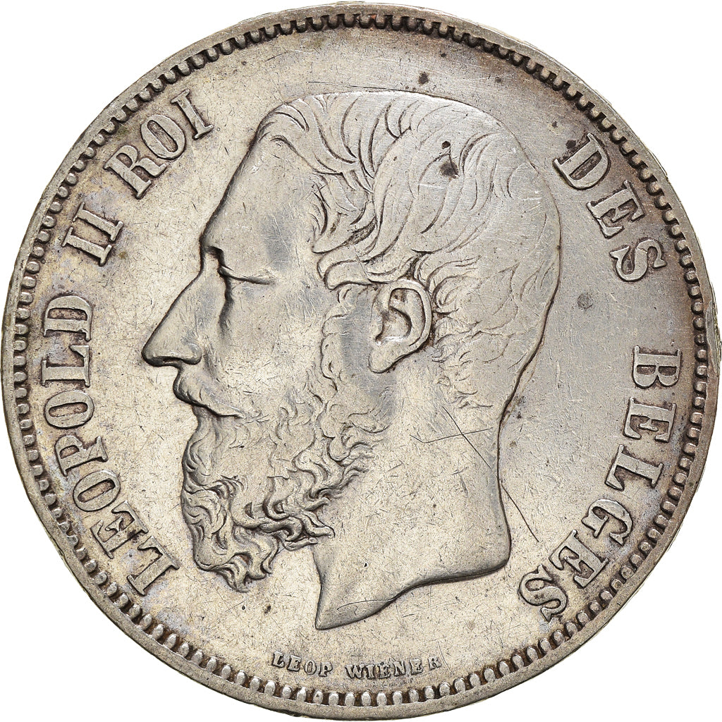 Coin, Belgium, Leopold II, 5 Francs, 5 Frank, 1875, VF(30-35), Silver, KM:24