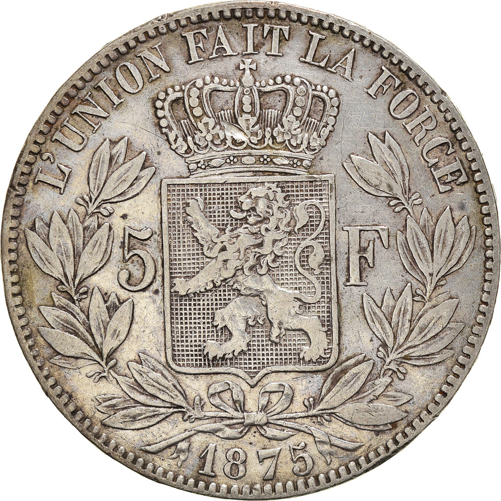 Coin, Belgium, Leopold II, 5 Francs, 5 Frank, 1875, VF(30-35), Silver, KM:24