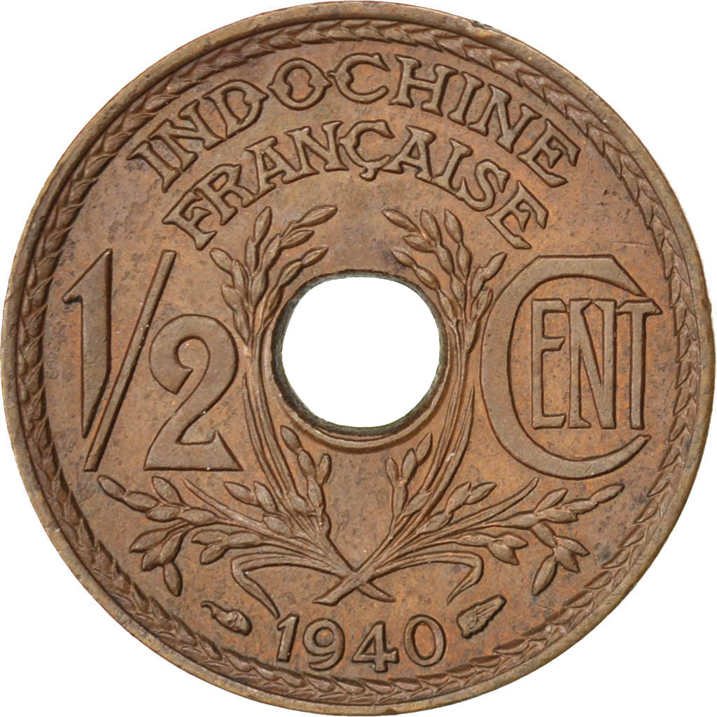 Münze, Französisch Indochina, 1/2 Cent, 1940, VZ, Bronze, KM:20, Lecompte:33