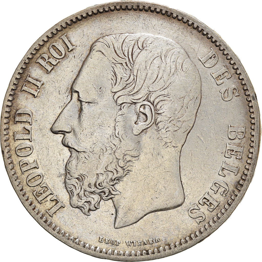 Coin, Belgium, Leopold II, 5 Francs, 5 Frank, 1875, EF(40-45), Silver, KM:24