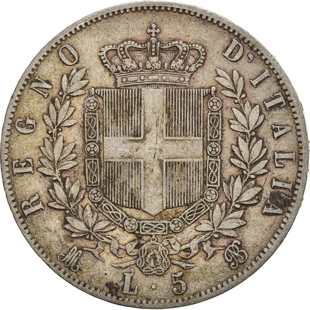 Moneta, Italia, Vittorio Emanuele II, 5 Lire, 1869, Milan, MB+, Argento, KM:8.3