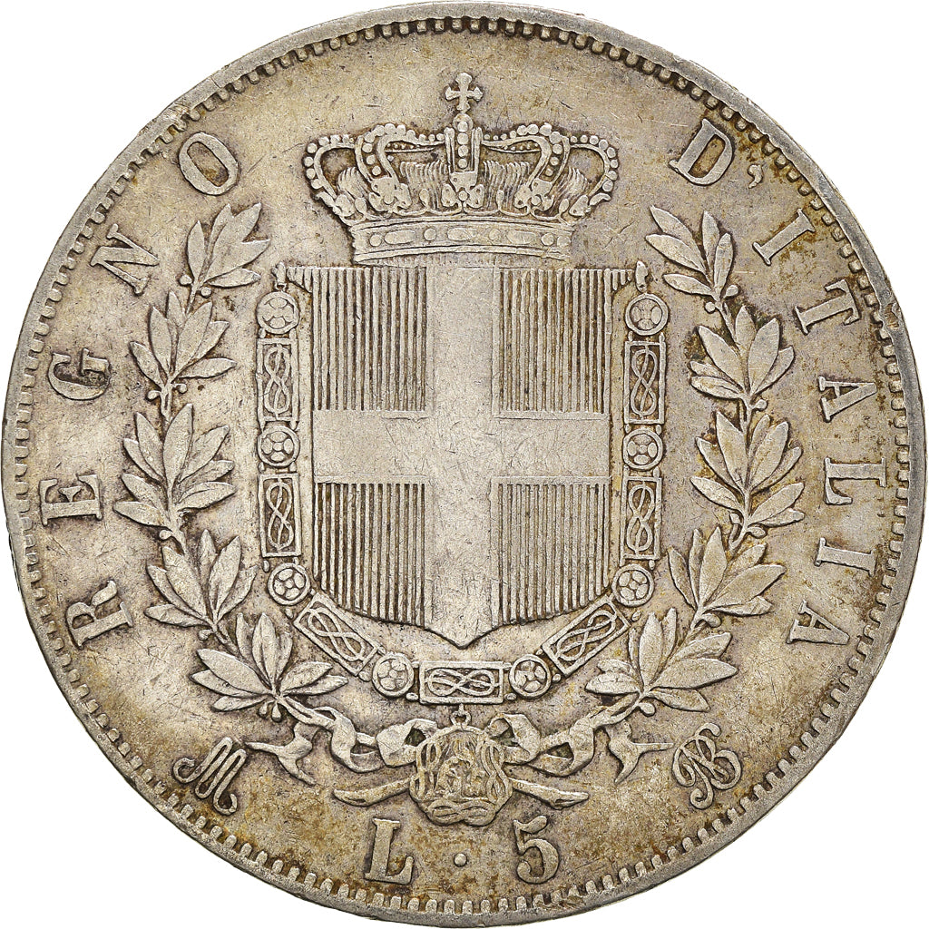 Moneta, Italia, Vittorio Emanuele II, 5 Lire, 1869, Milan, MB+, Argento, KM:8.3