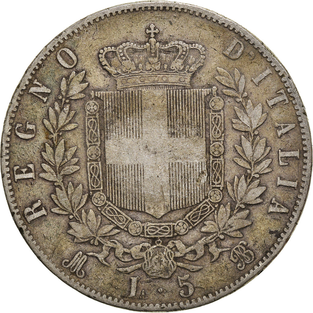 Monnaie, Italie, Vittorio Emanuele II, 5 Lire, 1870, Milan, TB+, Argent, KM:8.3