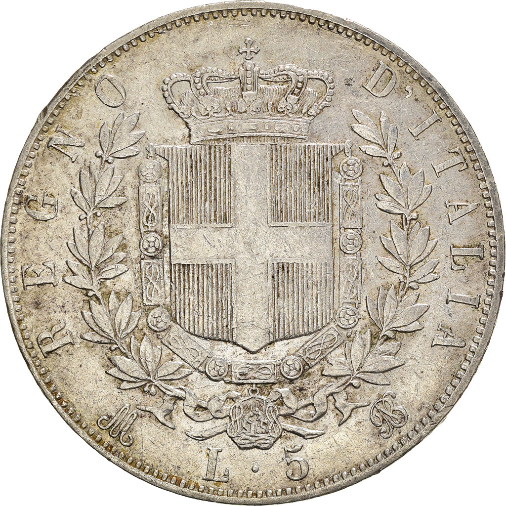 Coin, Italy, Vittorio Emanuele II, 5 Lire, 1870, Milan, EF(40-45), Silver