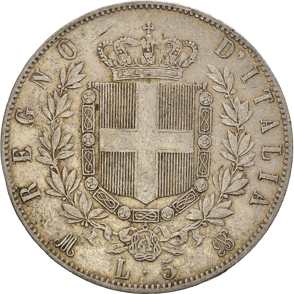 Monnaie, Italie, Vittorio Emanuele II, 5 Lire, 1871, Milan, TB+, Argent, KM:8.3
