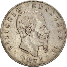 Coin, Italy, Vittorio Emanuele II, 5 Lire, 1871, Milan, VF(30-35), Silver