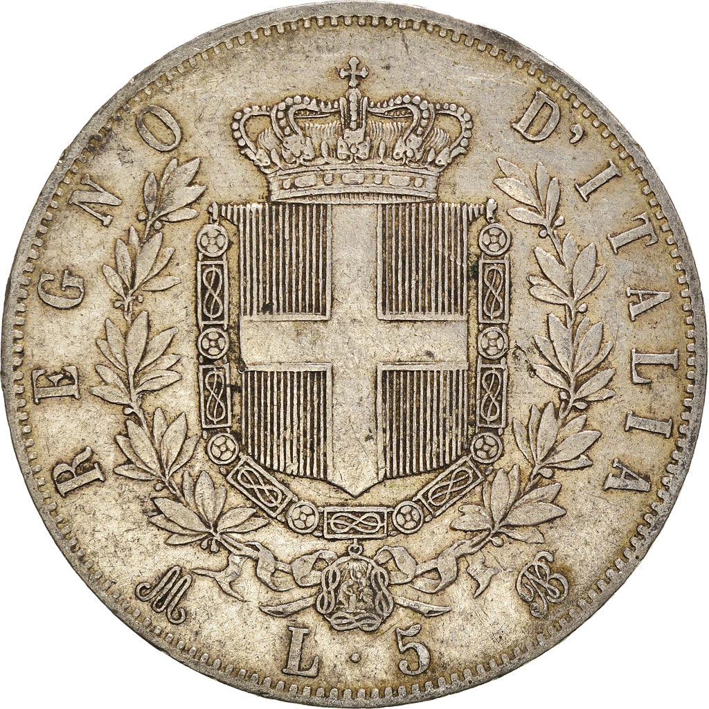 Coin, Italy, Vittorio Emanuele II, 5 Lire, 1872, Milan, VF(20-25), Silver
