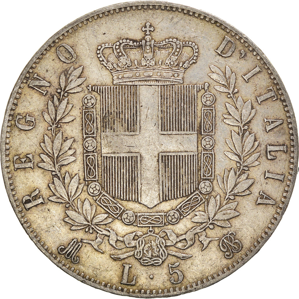 Monnaie, Italie, Vittorio Emanuele II, 5 Lire, 1872, Milan, TB+, Argent, KM:8.3