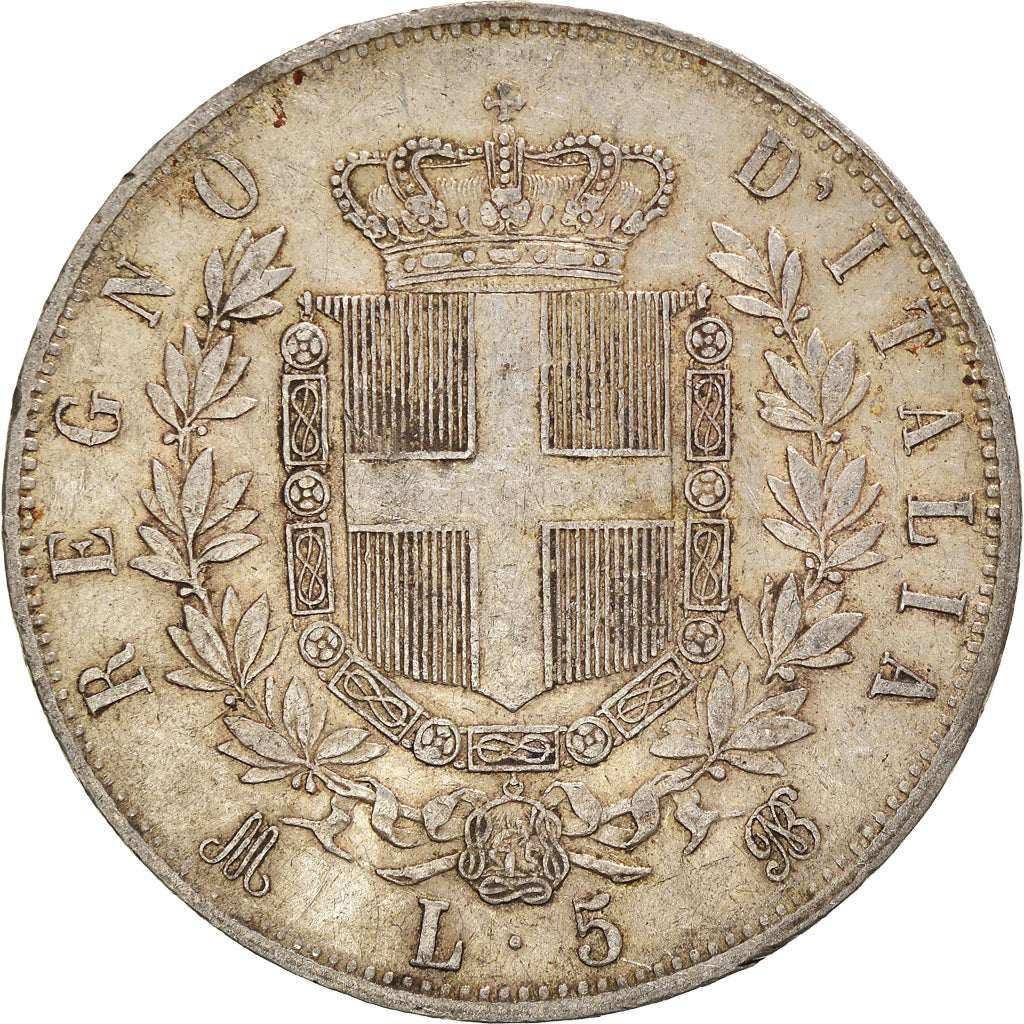 Coin, Italy, Vittorio Emanuele II, 5 Lire, 1873, Milan, VF(30-35), Silver