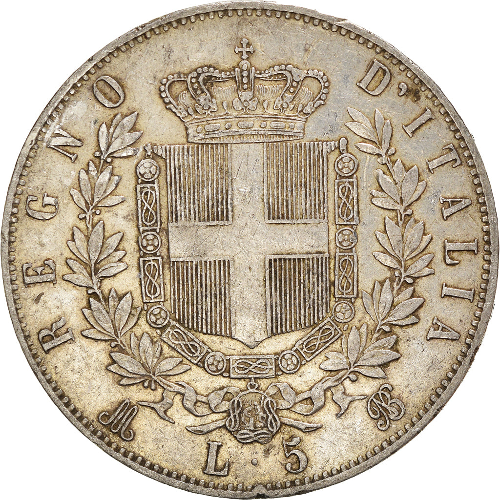 Coin, Italy, Vittorio Emanuele II, 5 Lire, 1875, Milan, VF(30-35), Silver