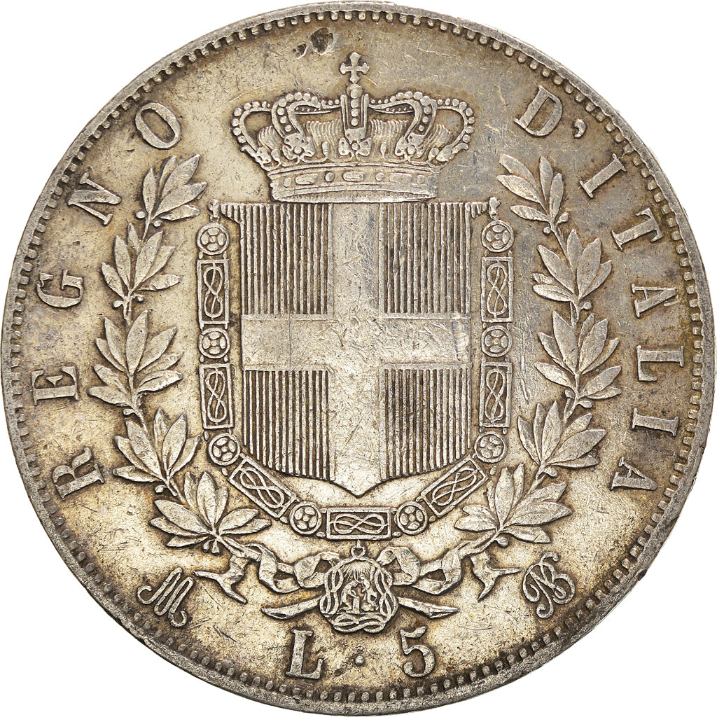 Coin, Italy, Vittorio Emanuele II, 5 Lire, 1875, Milan, VF(30-35), Silver
