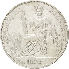 FRENCH INDO-CHINA, 20 Cents, 1898, Paris, KM #10, AU(50-53), Silver, Lecompte...