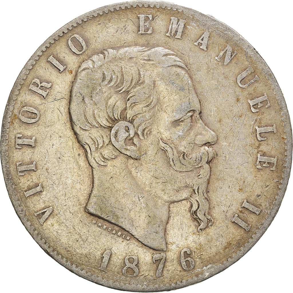 Coin, Italy, Vittorio Emanuele II, 5 Lire, 1876, Rome, VF(20-25), Silver, KM:8.4