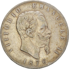 Coin, Italy, Vittorio Emanuele II, 5 Lire, 1876, Rome, VF(20-25), Silver, KM:8.4