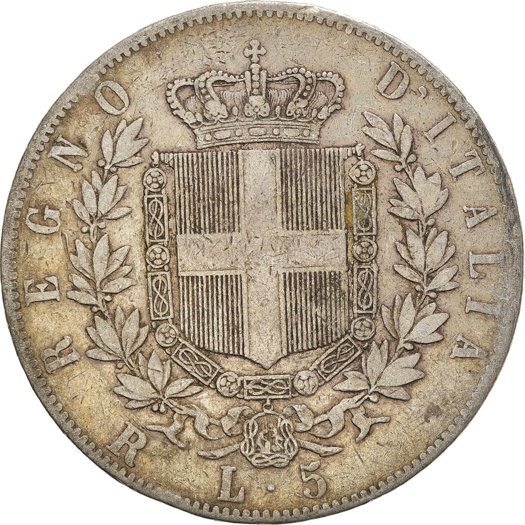 Coin, Italy, Vittorio Emanuele II, 5 Lire, 1876, Rome, VF(20-25), Silver, KM:8.4