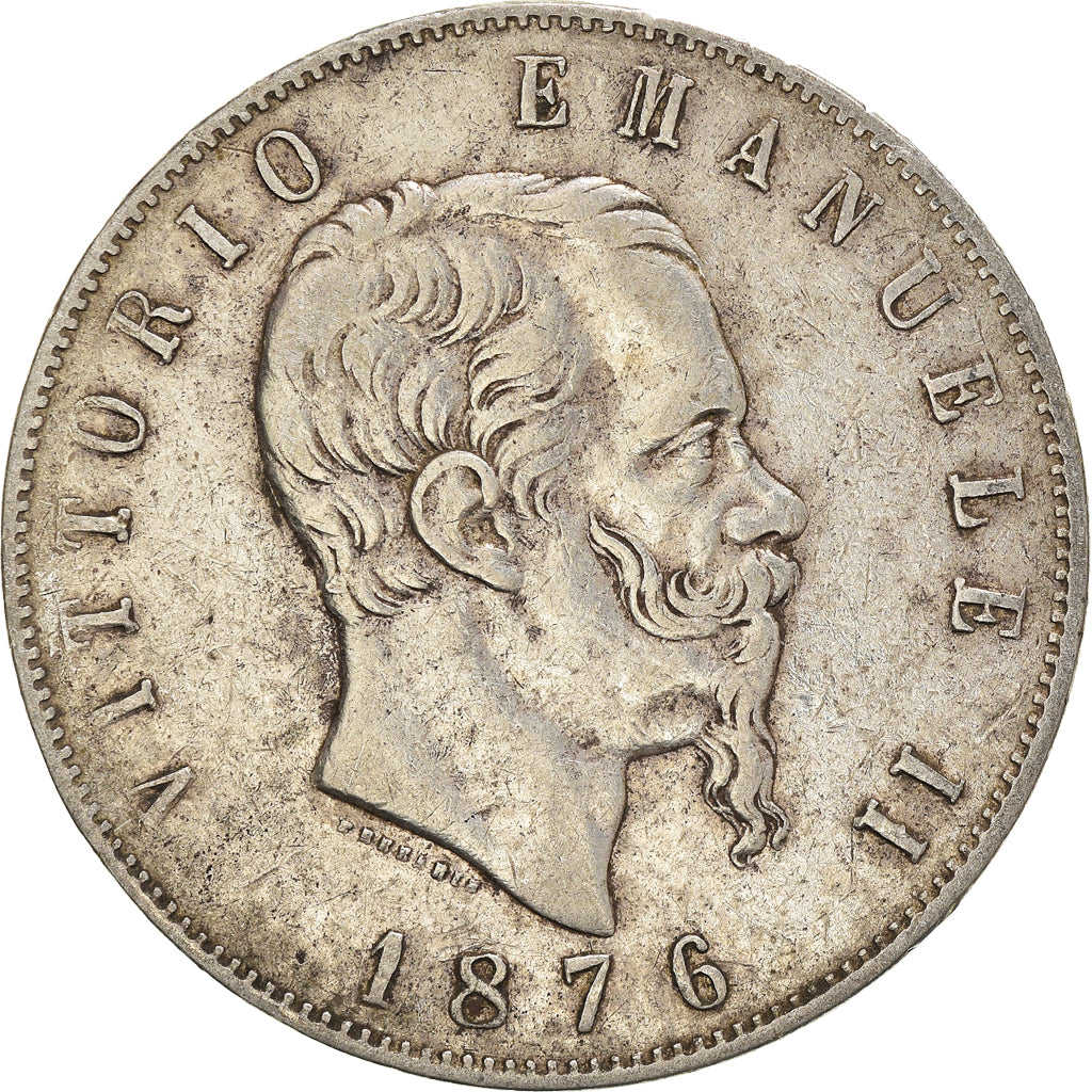 Coin, Italy, Vittorio Emanuele II, 5 Lire, 1876, Rome, VF(30-35), Silver, KM:8.4