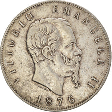 Coin, Italy, Vittorio Emanuele II, 5 Lire, 1876, Rome, VF(30-35), Silver, KM:8.4