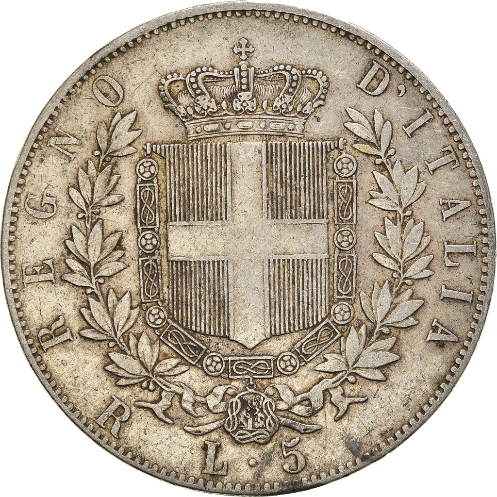 Coin, Italy, Vittorio Emanuele II, 5 Lire, 1876, Rome, VF(30-35), Silver, KM:8.4