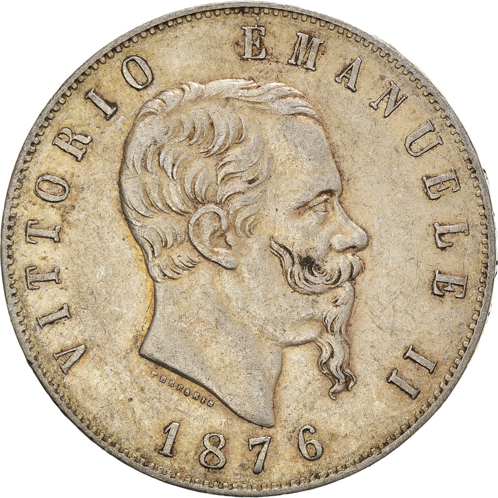 Coin, Italy, Vittorio Emanuele II, 5 Lire, 1876, Rome, VF(30-35), Silver, KM:8.4
