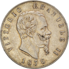 Coin, Italy, Vittorio Emanuele II, 5 Lire, 1876, Rome, VF(30-35), Silver, KM:8.4