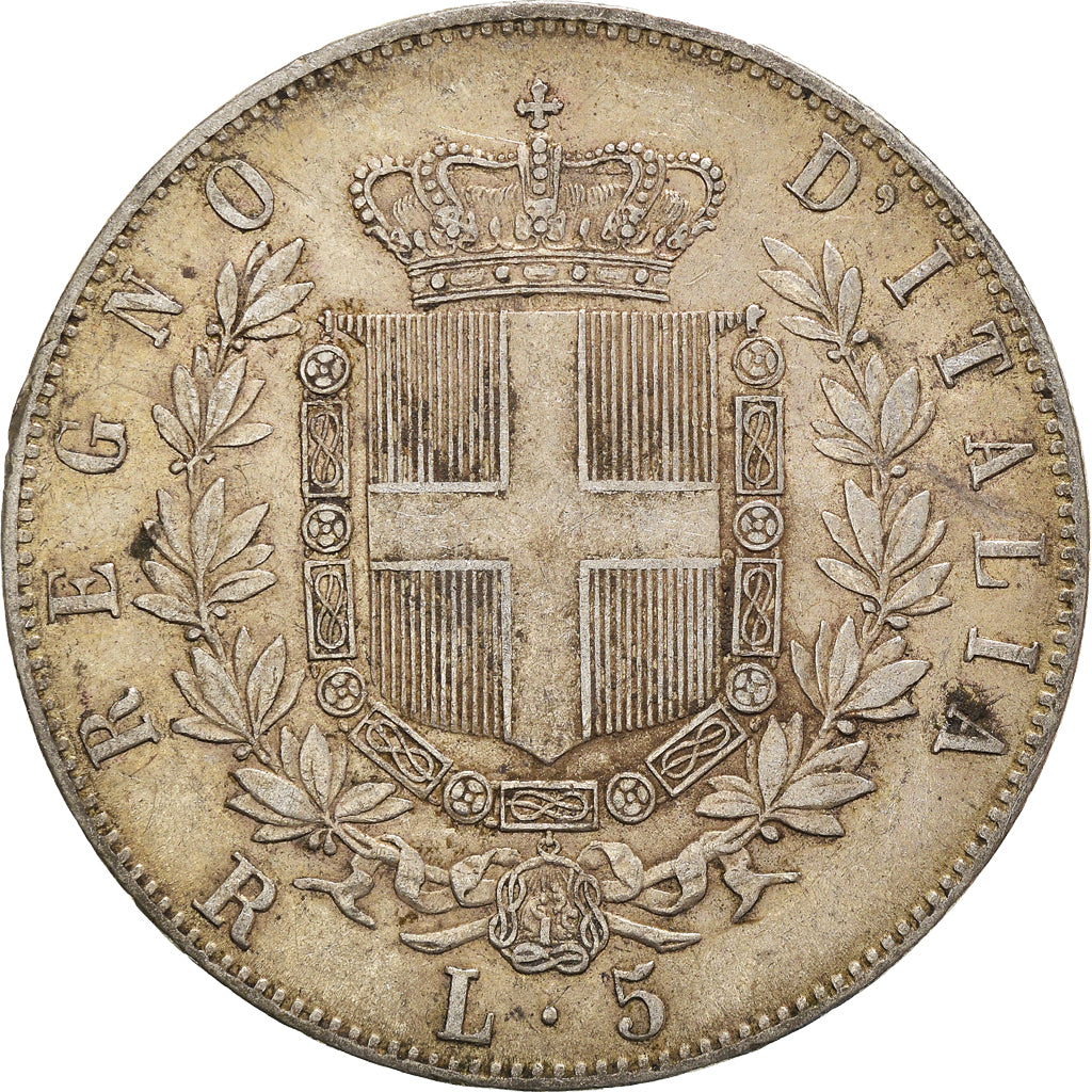 Coin, Italy, Vittorio Emanuele II, 5 Lire, 1876, Rome, VF(30-35), Silver, KM:8.4