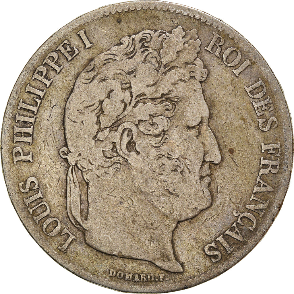 Coin, France, Louis-Philippe, 5 Francs, 1838, Strasbourg, VF(20-25), Silver