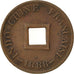 FRENCH INDO-CHINA, 2 Sapeque, 1888, Paris, KM #6, VF(30-35), Bronze, Lecompte...
