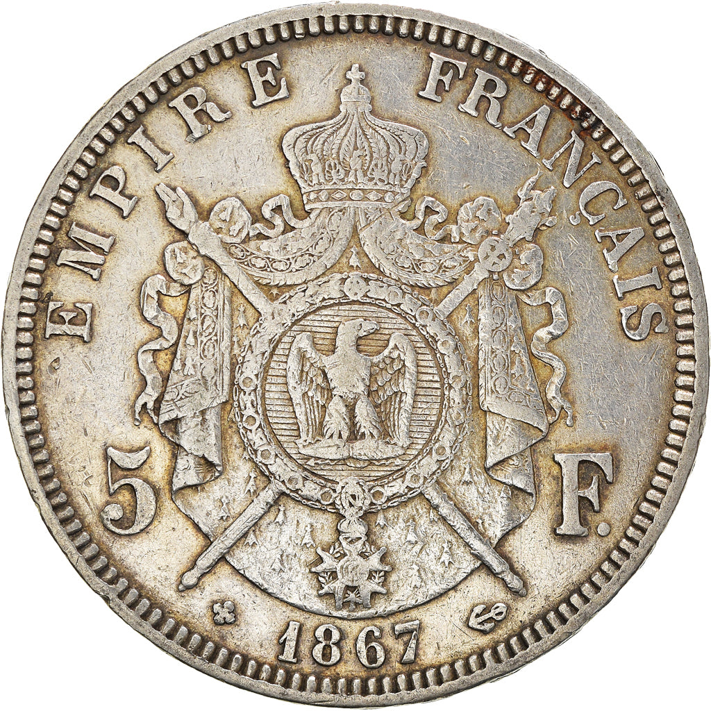 Coin, France, Napoléon III, 5 Francs, 1867, Strasbourg, VF(30-35), Silver