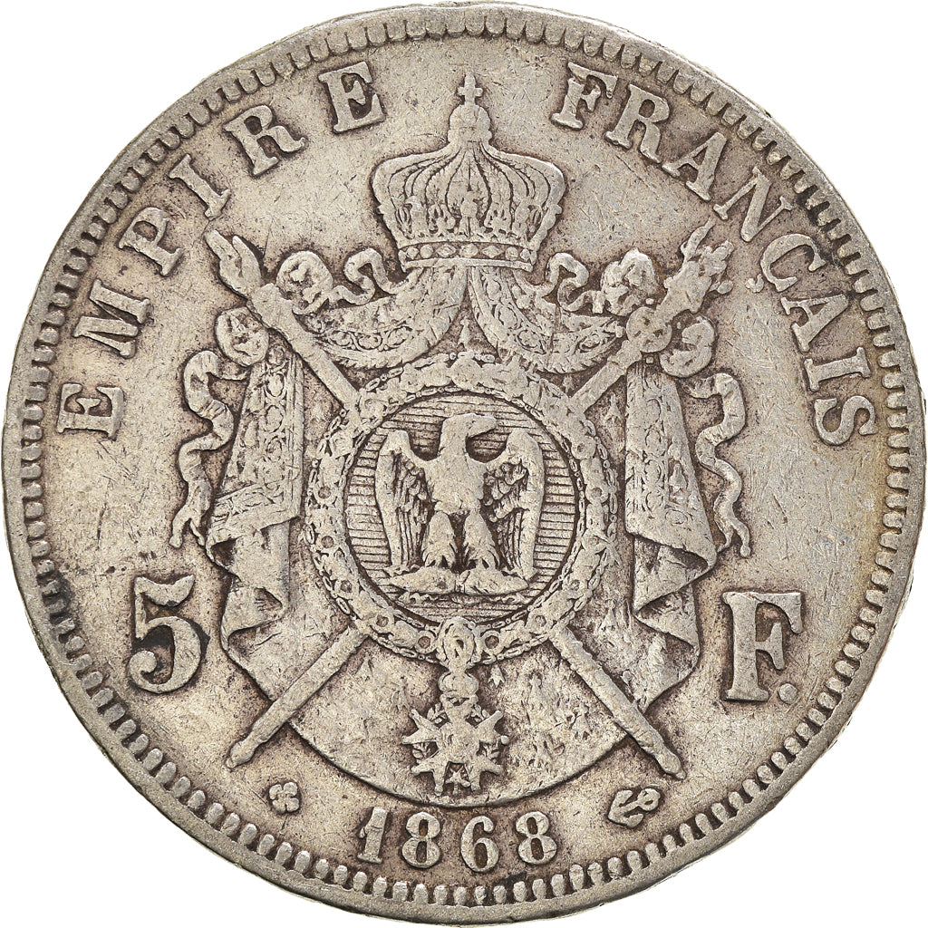 Coin, France, Napoleon III, 5 Francs, 1868, Strasbourg, VF(20-25), Silver