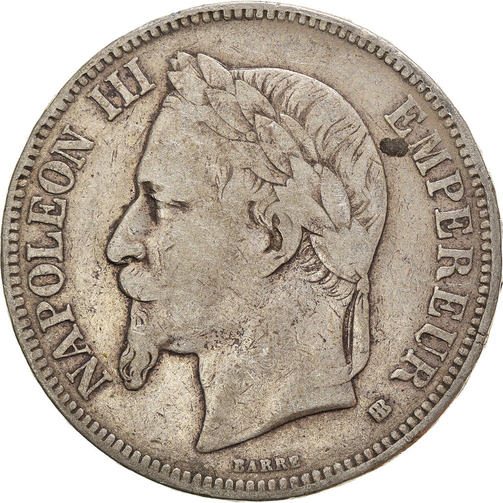 Münze, Frankreich, Napoleon III, 5 Francs, 1868, Strasbourg, S, Silber