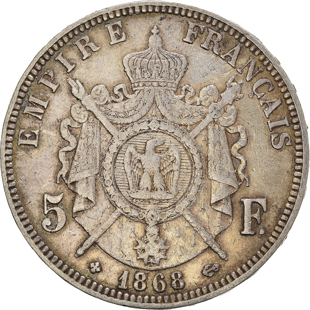 Coin, France, Napoleon III, 5 Francs, 1868, Strasbourg, VF(20-25), Silver