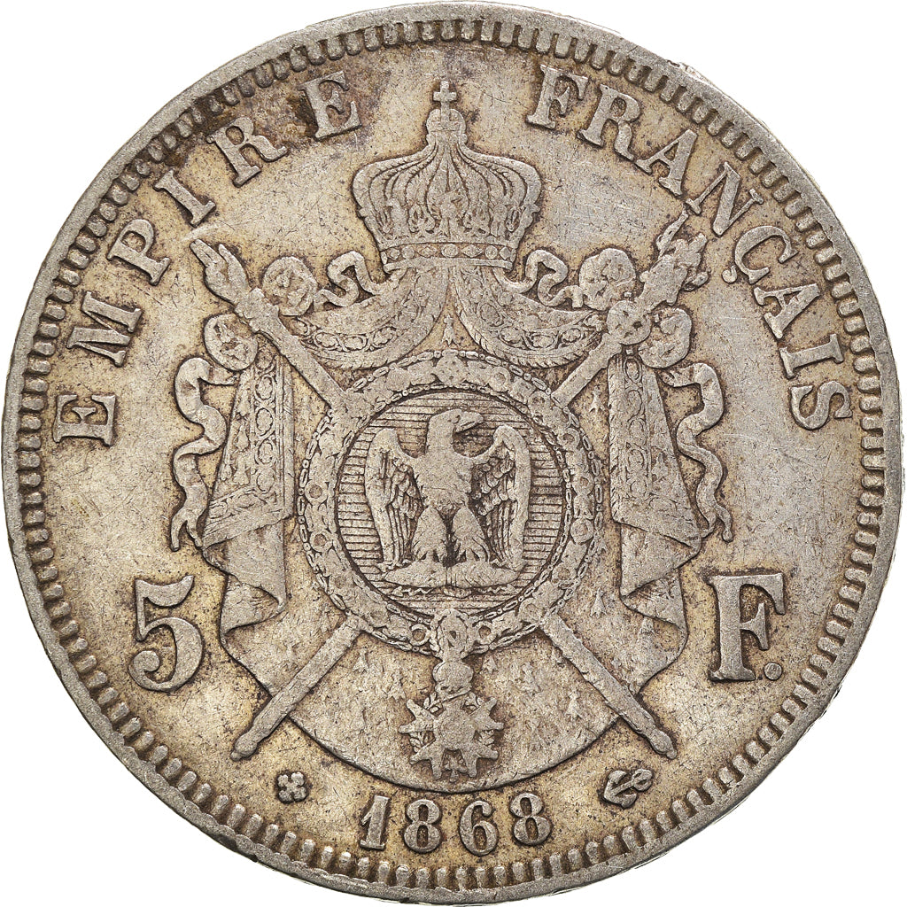 Coin, France, Napoleon III, 5 Francs, 1868, Strasbourg, VF(30-35), Silver