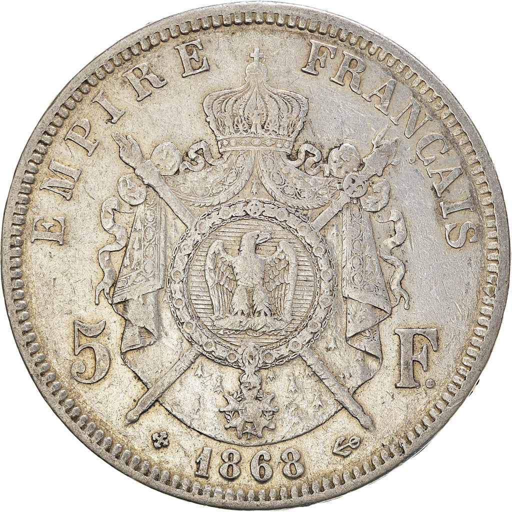 Coin, France, Napoleon III, 5 Francs, 1868, Strasbourg, VF(30-35), Silver
