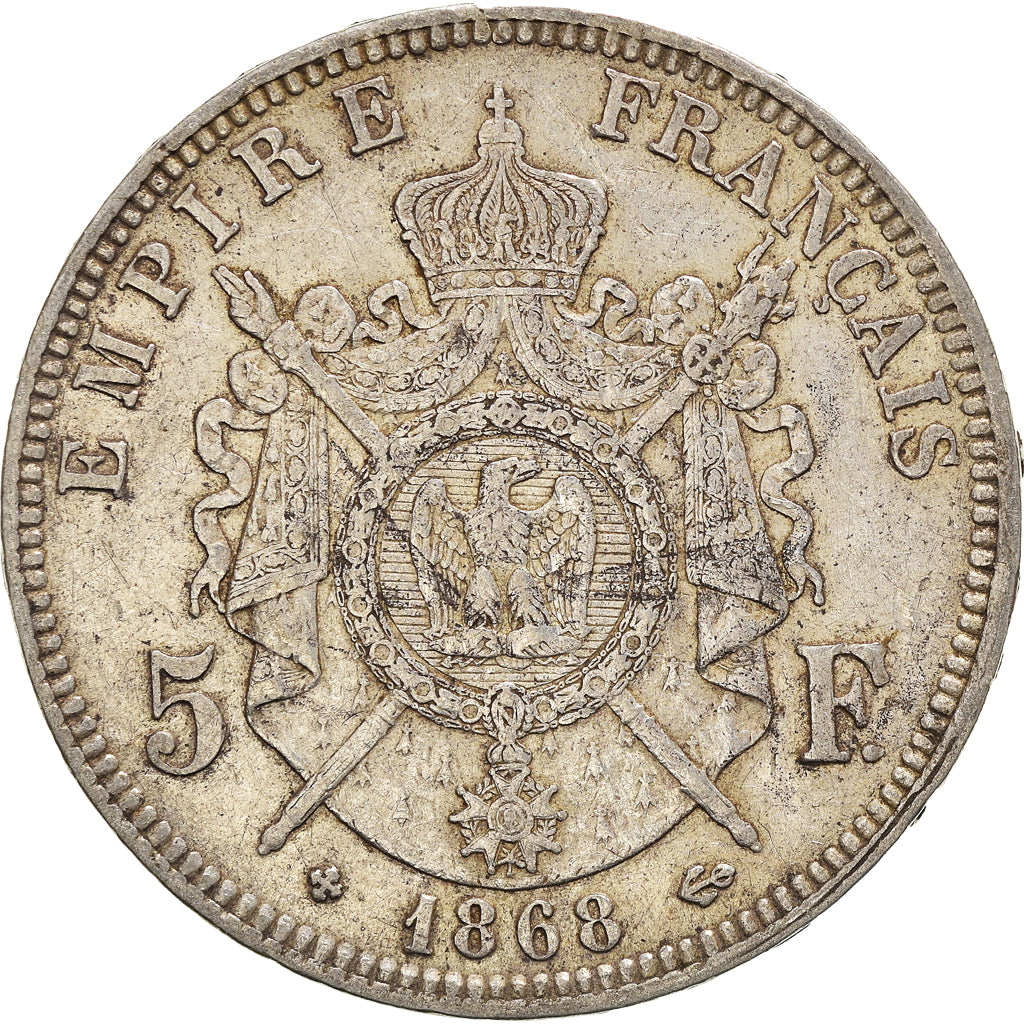 Coin, France, Napoleon III, 5 Francs, 1868, Strasbourg, EF(40-45), Silver