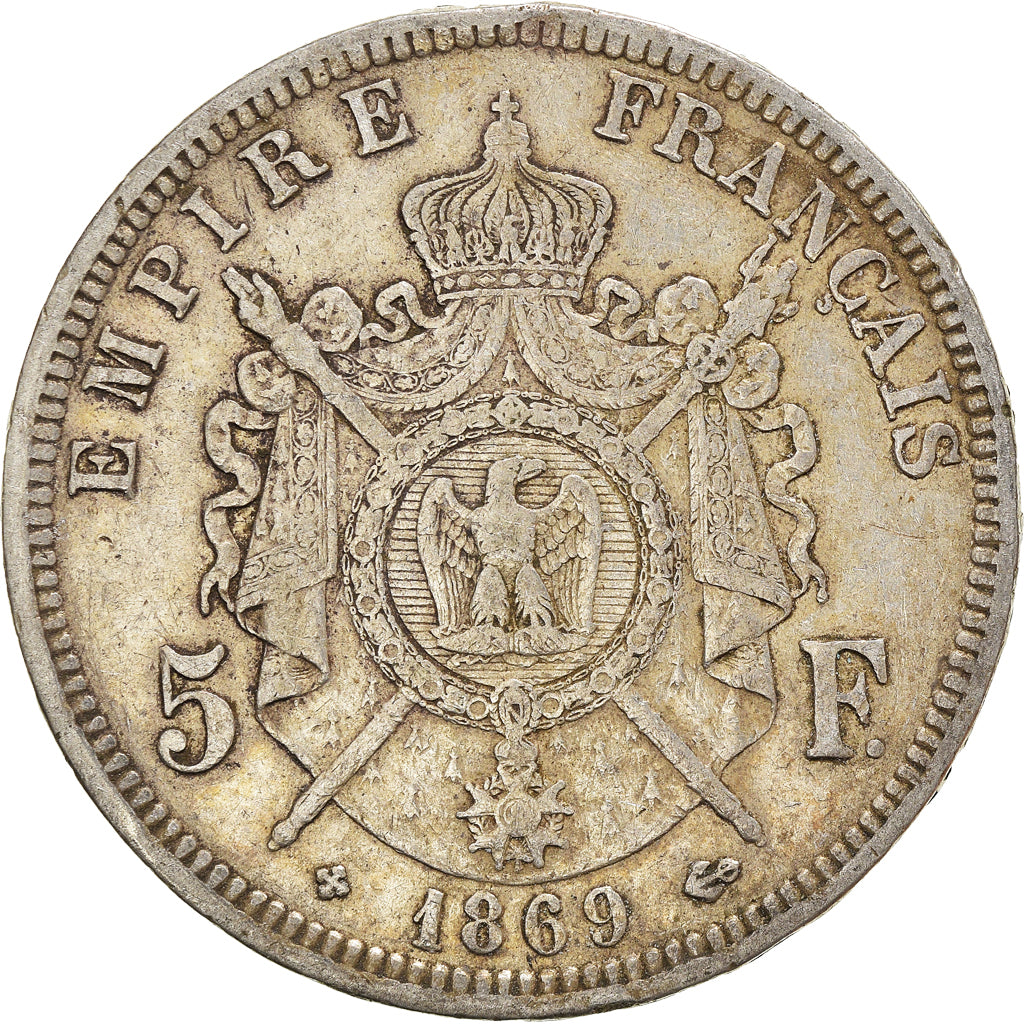 Coin, France, Napoleon III, 5 Francs, 1869, Strasbourg, VF(20-25), Silver