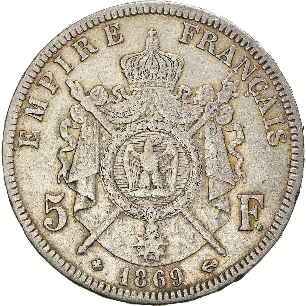 Coin, France, Napoleon III, 5 Francs, 1869, Strasbourg, VF(30-35), Silver