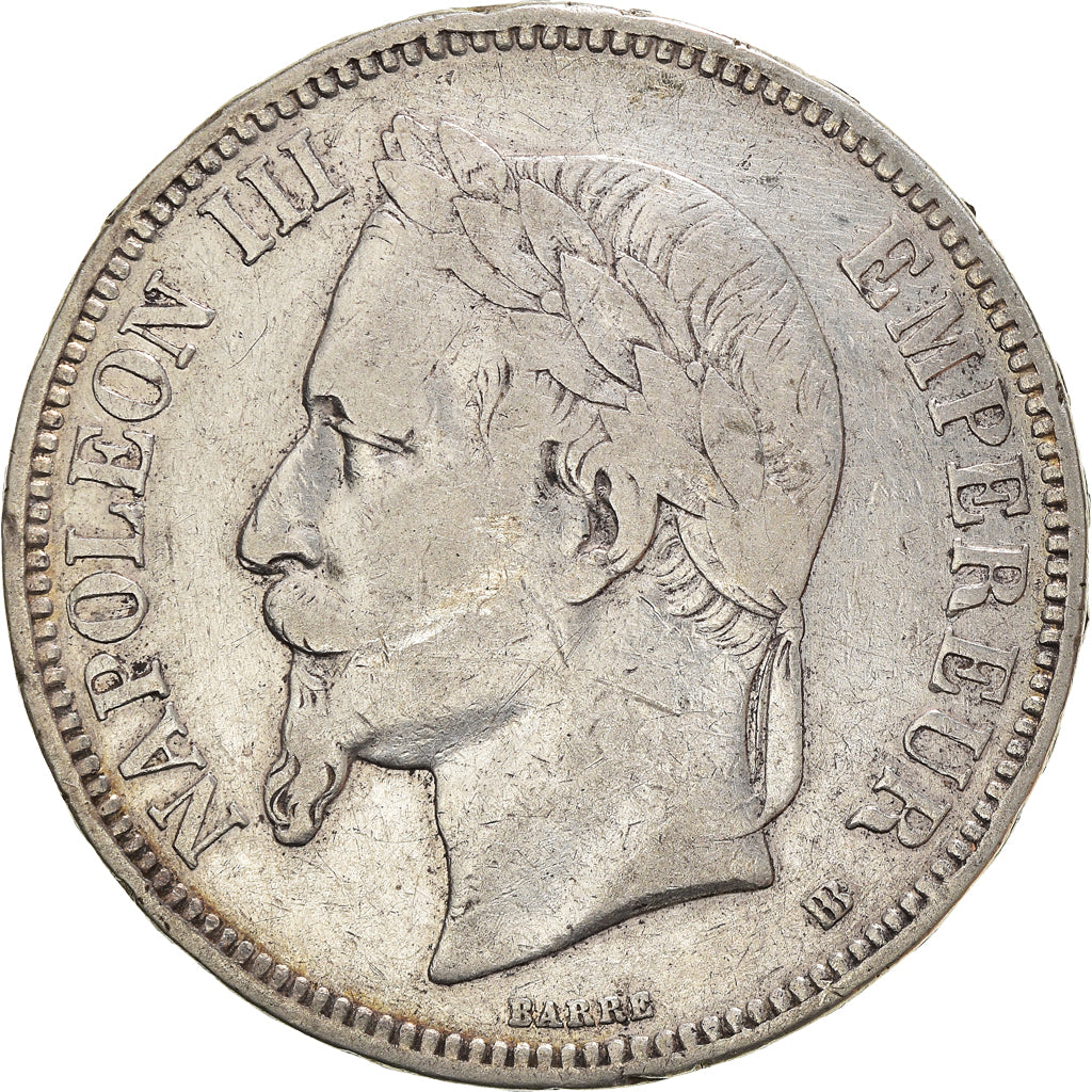 Coin, France, Napoleon III, 5 Francs, 1869, Strasbourg, VF(30-35), Silver