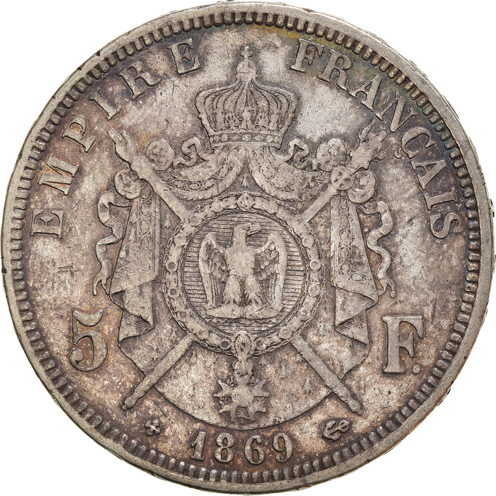 Coin, France, Napoleon III, 5 Francs, 1869, Strasbourg, VF(30-35), Silver