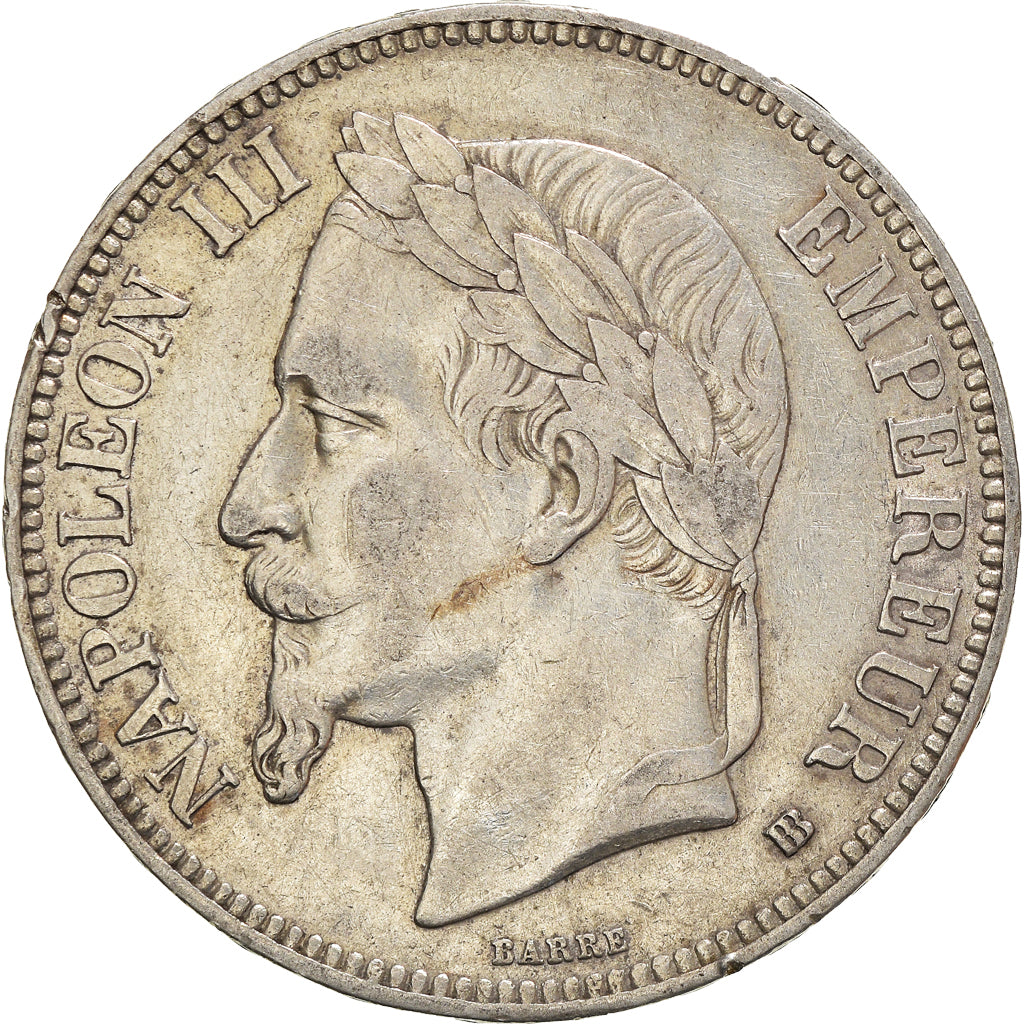 Coin, France, Napoleon III, 5 Francs, 1869, Strasbourg, EF(40-45), Silver