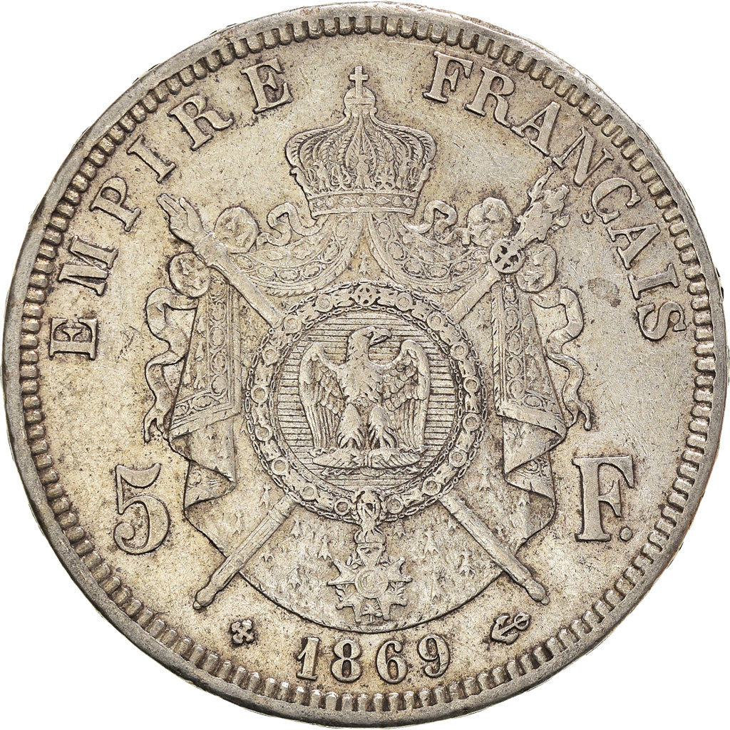 Coin, France, Napoleon III, 5 Francs, 1869, Strasbourg, EF(40-45), Silver