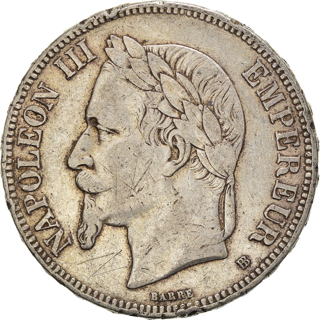 Coin, France, Napoléon III, 5 Francs, 1870, Strasbourg, VF(20-25), Silver