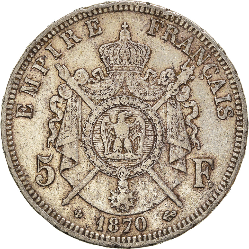 Coin, France, Napoléon III, 5 Francs, 1870, Strasbourg, VF(20-25), Silver